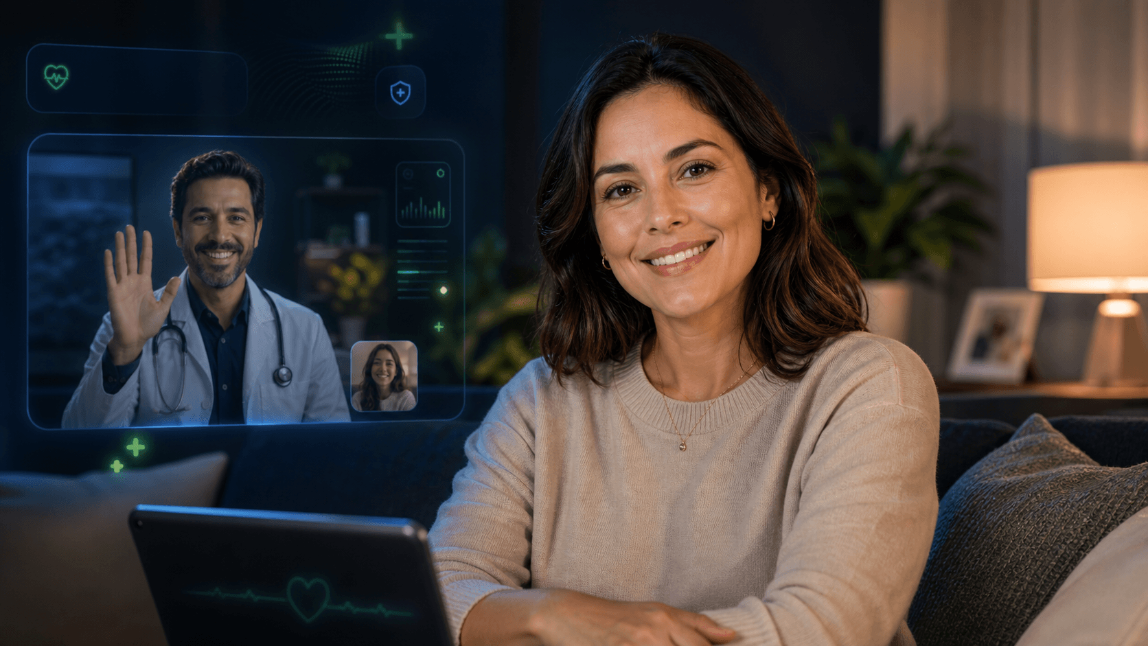 Marina, mãe de dois filhos, dando depoimento sobre atendimento online